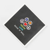 Serviette En Papier Peace, Love and Rock 'n' Roll, (Coin)