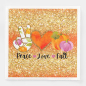 Serviette En Papier Peace Love Automne Personnaliser Couleur (Devant)