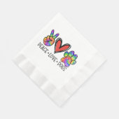 Serviette En Papier Peace Love Chiens Paws Tie Dye Rainbow Animal Resc (Coin)