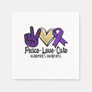Serviette En Papier Peace Love Cure Alzheimer et la sensibilisation