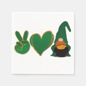 Serviette En Papier Peace Love Gnome | Sublimation de la Saint Patrick (Devant)