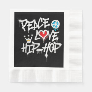 Serviette En Papier Peace Love Hip hop Dancing