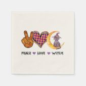 Serviette En Papier Peace Love Witch - Halloween Design (Devant)