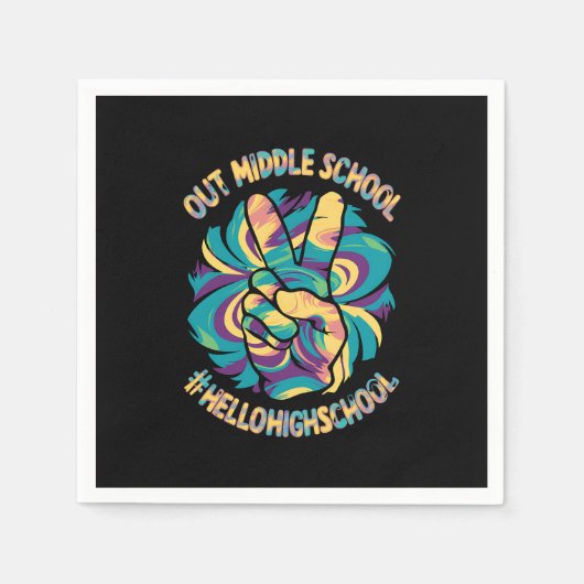 Serviette En Papier Peace Out Middle Hello Lycée Tie Dye (Devant)