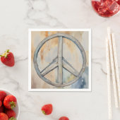 Serviette En Papier Peace Sign Watercolor Peinture Art (En situation)