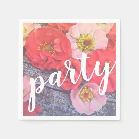 Serviette En Papier Peach and Poppy Party Napkin (Devant)