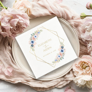 Serviette En Papier Peach Blue Mariage Collection Napkins