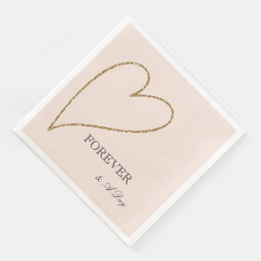 Serviette En Papier Peach Blush Gold Parties scintillant Heart (Coin)
