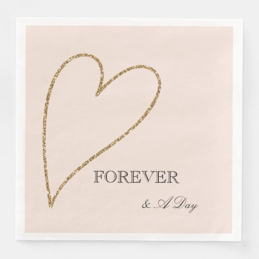 Serviette En Papier Peach Blush Gold Parties scintillant Heart (Devant)