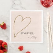 Serviette En Papier Peach Blush Gold Parties scintillant Heart (En situation)