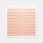 Serviette En Papier Peach Blush Ombre & Gold Striage Papier Napkins (Devant)