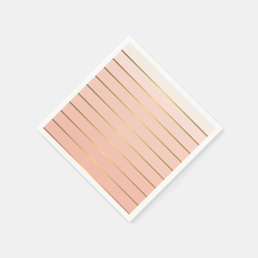 Serviette En Papier Peach Blush Ombre & Gold Striage Papier Napkins (Coin)