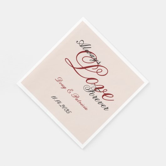 Serviette En Papier Peach Blush Red Love Toujours Mariage (Coin)