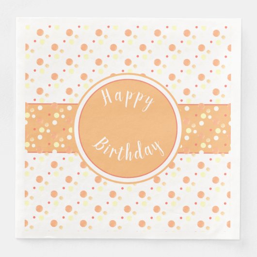 Serviette En Papier Peach et Polka Dot joyeux papier d'anniversaire se (Devant)