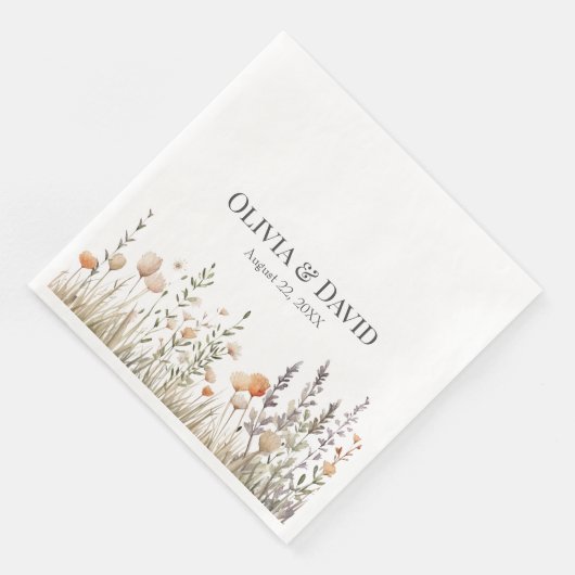Serviette En Papier Peach Fleur sauvage Meadow Mariage Napkins (Coin)