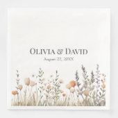 Serviette En Papier Peach Fleur sauvage Meadow Mariage Napkins (Devant)