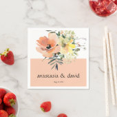 Serviette En Papier Peach Floral Mariage Napkins (En situation)