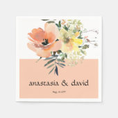 Serviette En Papier Peach Floral Mariage Napkins (Devant)