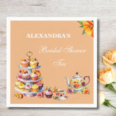 Serviette En Papier Peach Floral Tea Party Fête des mariées