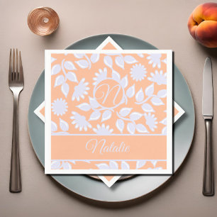 Serviette En Papier Peach Fuzz couleur - motif floral - monogrammed