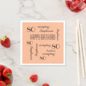 Serviette En Papier Peach Fuzz, nom, fête du 80e anniversaire (En situation)