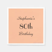 Serviette En Papier Peach Fuzz, nom, fête du 80e anniversaire (Devant)