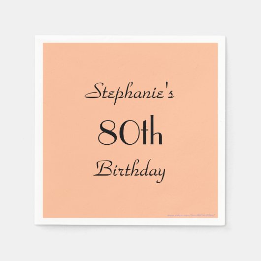 Serviette En Papier Peach Fuzz, nom, fête du 80e anniversaire (Devant)