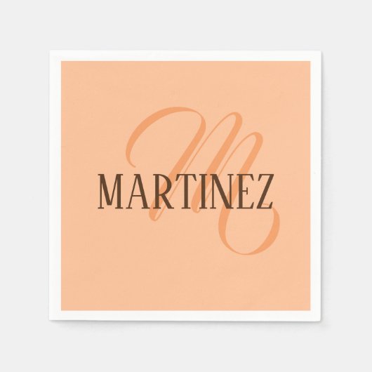 Serviette En Papier Peach Fuzz Nom Personnalisé Élégant (Devant)