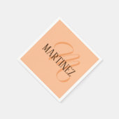 Serviette En Papier Peach Fuzz Nom Personnalisé Élégant (Coin)