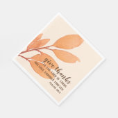 Serviette En Papier Peach Gold Aquarelle Donnez Merci Écriture (Coin)