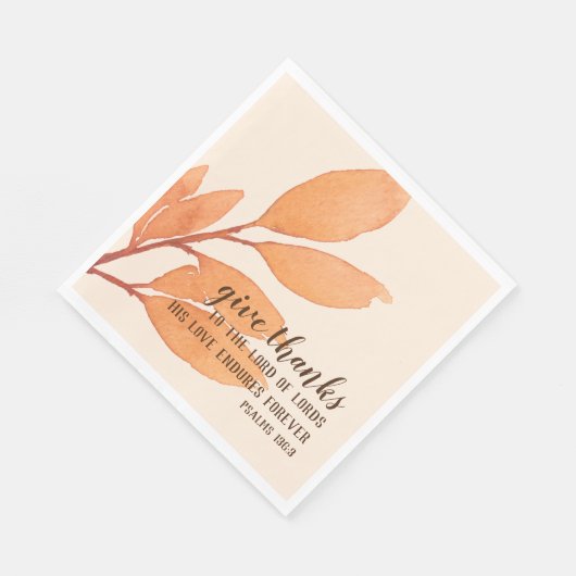 Serviette En Papier Peach Gold Aquarelle Donnez Merci Écriture (Coin)