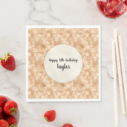 Serviette En Papier Peach Gold Parties scintillant Glam Sparkle Giraff (En situation)