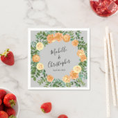 Serviette En Papier Peach Grey Mariage Spring Floral (En situation)