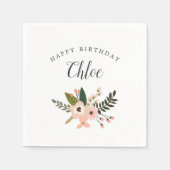 Serviette En Papier Peach Meadow Anniversaire personnalisé (Devant)