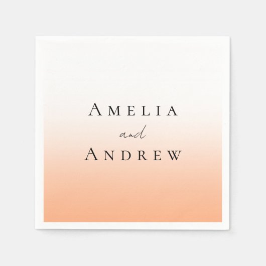 Serviette En Papier Peach Orange Fuzz Élégant Mariage moderne (Devant)