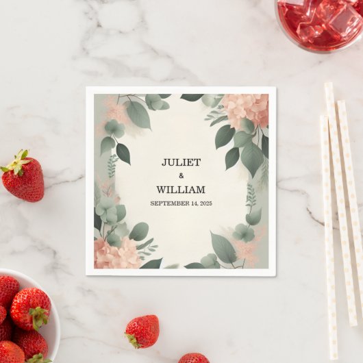 Serviette En Papier Peach Peach Mint Moss Sage Green Mariage (En situation)