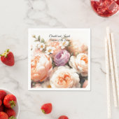 Serviette En Papier Peach Peony et Rose Mariage Papier serviettes (En situation)