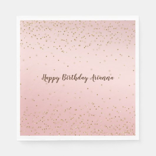 Serviette En Papier Peach Pink Blush Gold Glitz Confetti Sparkhe (Devant)