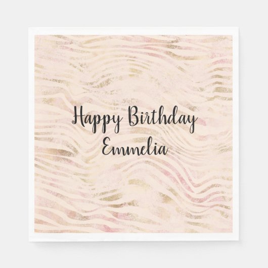 Serviette En Papier Peach Pink Gold Zebra Print (Devant)
