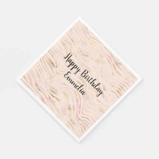 Serviette En Papier Peach Pink Gold Zebra Print (Coin)