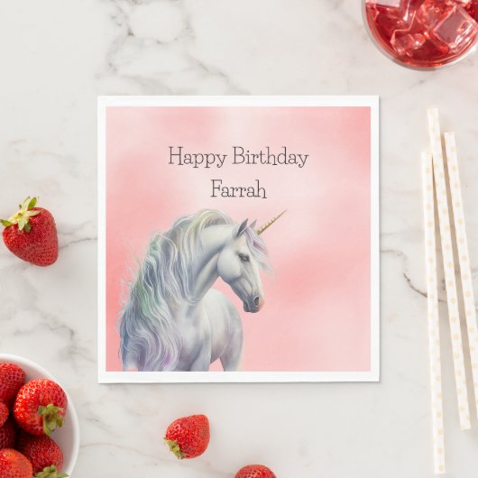 Serviette En Papier Peach Pink Unicorn Dream (En situation)
