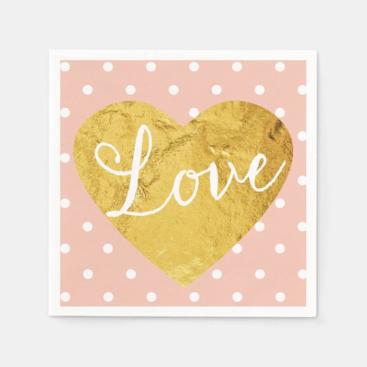 Serviette En Papier Peach Pois Fake Gold Lot Coeur mignon Fille (Devant)