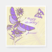 Serviette En Papier Peach Purple Butterfly Throw Pillow (Devant)