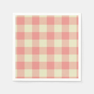 Serviette En Papier Peach rose et crème En vichy Motif