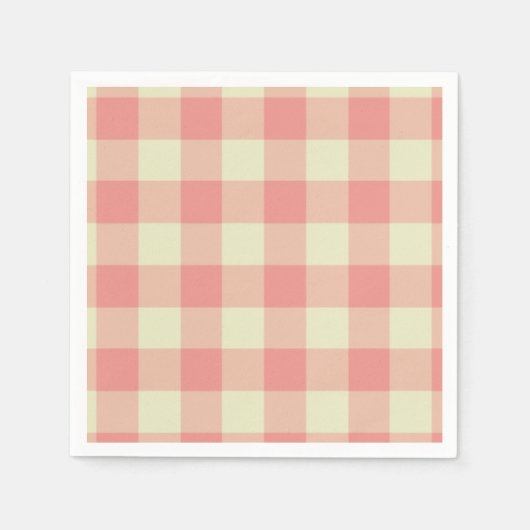 Serviette En Papier Peach rose et crème En vichy Motif (Devant)