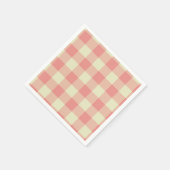 Serviette En Papier Peach rose et crème En vichy Motif (Coin)