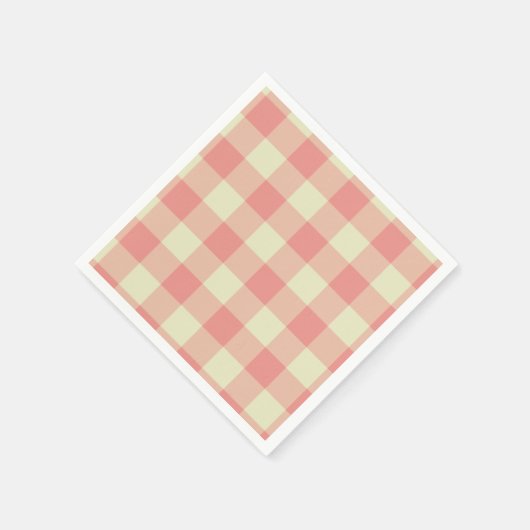 Serviette En Papier Peach rose et crème En vichy Motif (Coin)