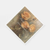 Serviette En Papier Peach Rose Floral Romantique Mariage (Coin)