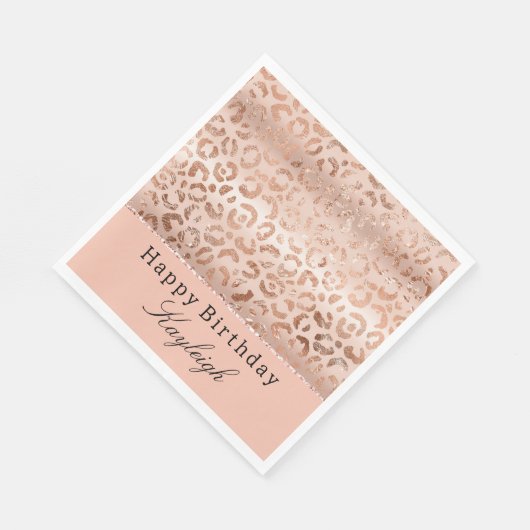 Serviette En Papier Peach Rose Leopard (Coin)