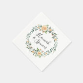 Serviette En Papier Peach Roses | Mariage personnalisé (Coin)